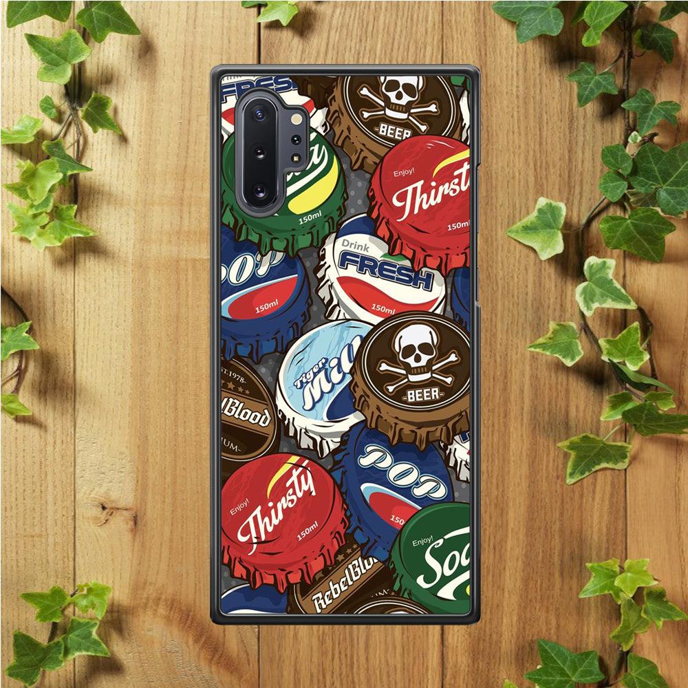 Bottle Cap Doodle Samsung Galaxy Note 10 Plus Case-Rubber / White (2D Case)-Xtracase