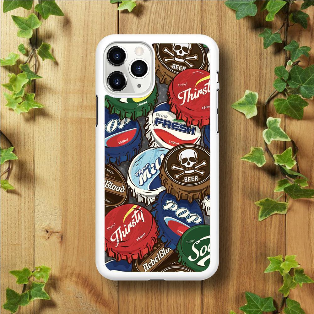 Bottle Cap Doodle iPhone 11 Pro Case-Rubber / White (2D Case)-Xtracase