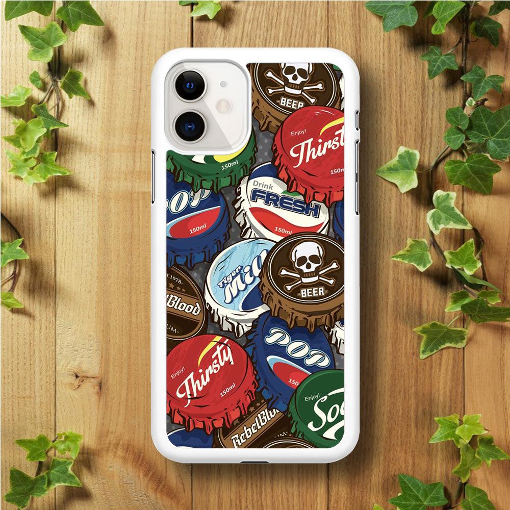 Bottle Cap Doodle iPhone 11 Case-Rubber / White (2D Case)-Xtracase