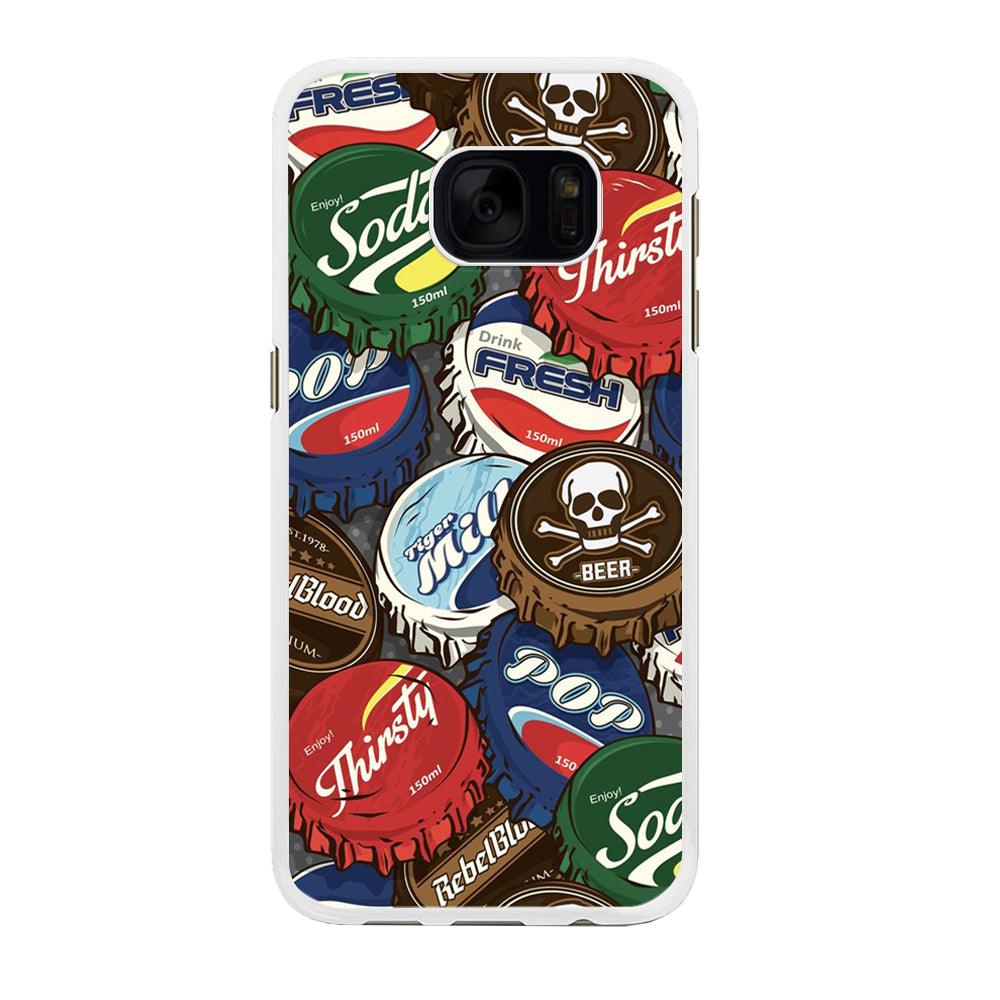 Bottle Cap Doodle Samsung Galaxy S7 Edge Case-Rubber / White (2D Case)-Xtracase