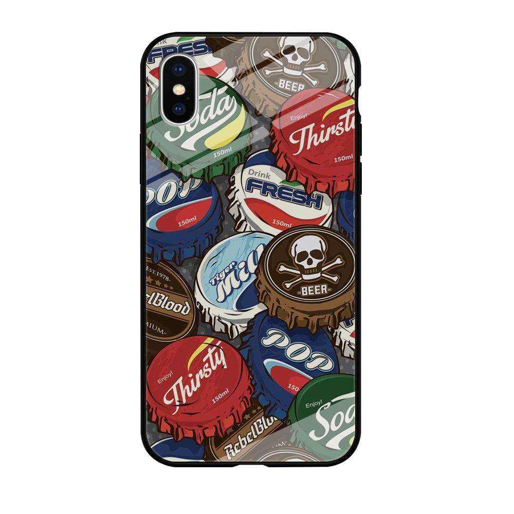 Bottle Cap Doodle iPhone Xs Case-Tempered Glass Case-Xtracase
