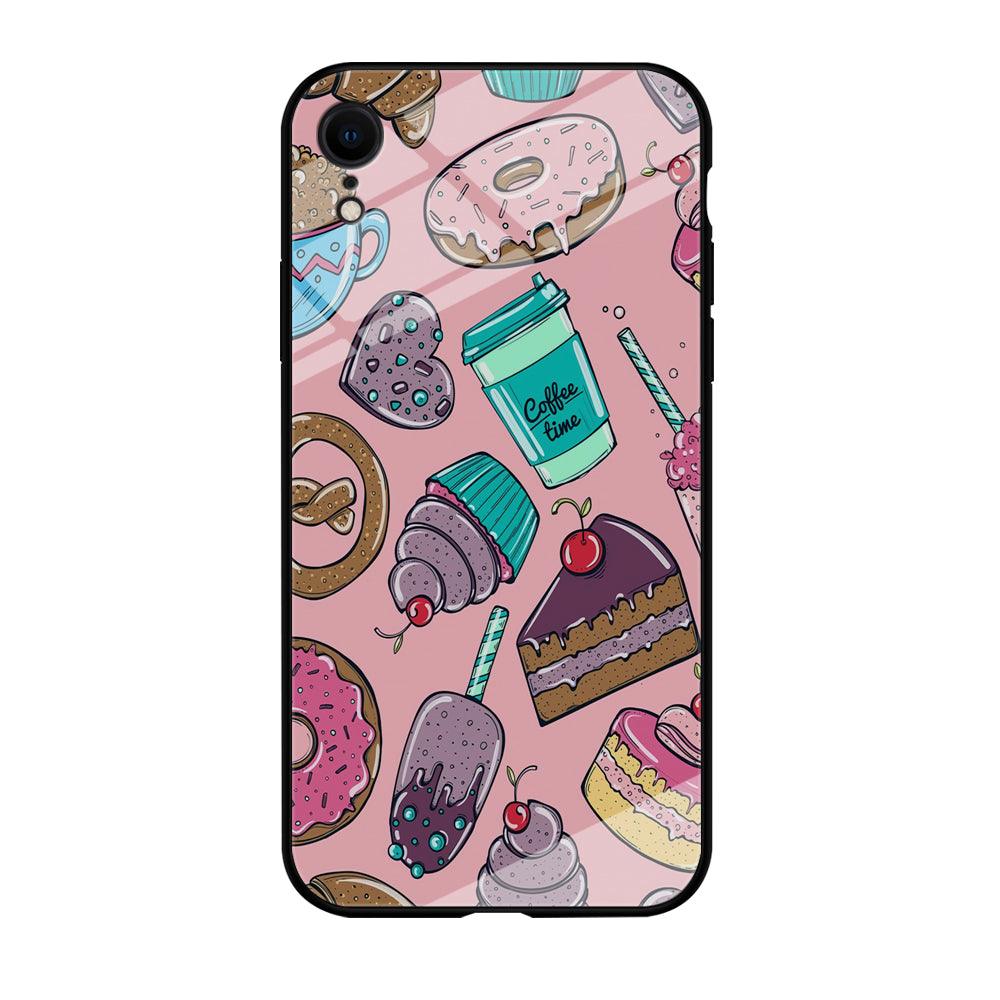 Cake and Snack Doodle iPhone XR Case-Tempered Glass Case-Xtracase