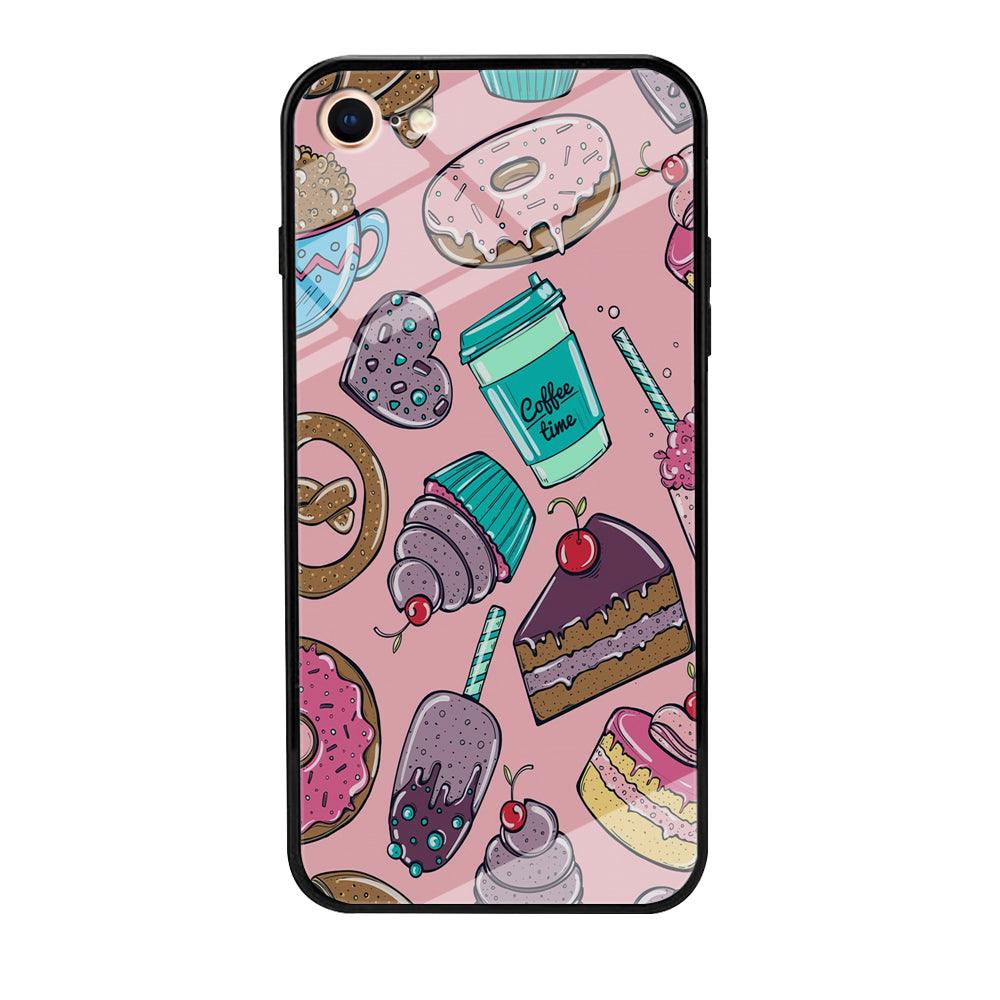 Cake and Snack Doodle iPhone 8 Case-Tempered Glass Case-Xtracase
