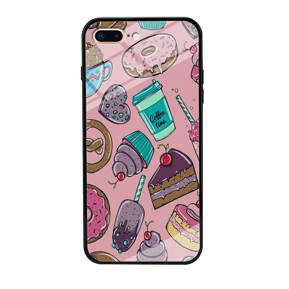 Cake and Snack Doodle iPhone 8 Plus Case-Tempered Glass Case-Xtracase