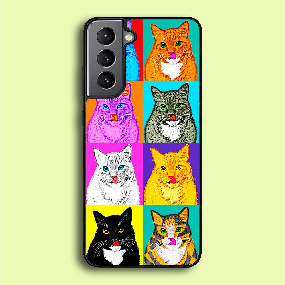 Cat Colorful Art Collage Samsung Galaxy A16 Case-Rubber / Black (2D Case)-Xtracase