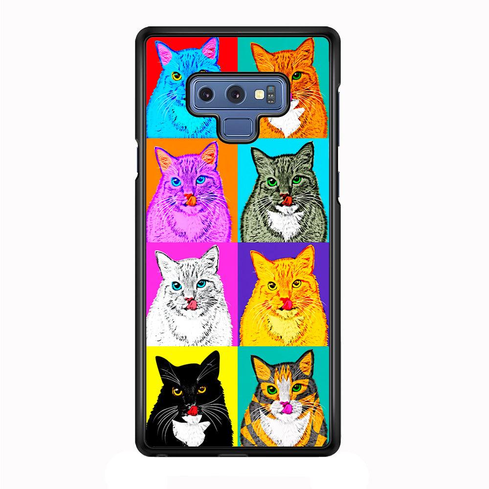 Cat Colorful Art Collage Samsung Galaxy Note 9 Case-Rubber / Black (2D Case)-Xtracase