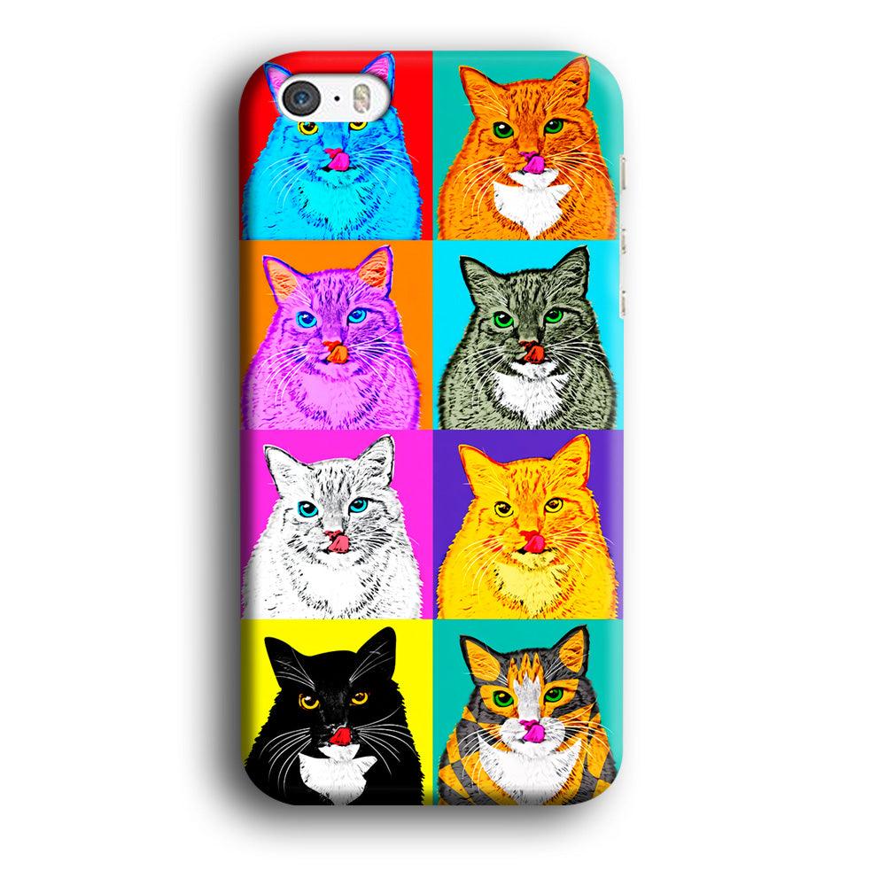 Cat Colorful Art Collage iPhone 5 | 5s Case-Plastic / Full Wrap (3D Case)-Xtracase
