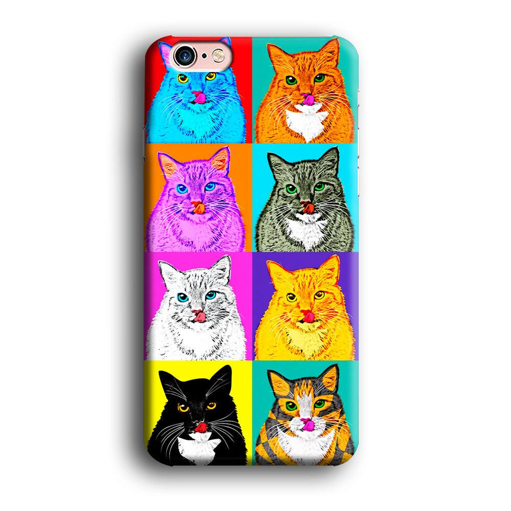 Cat Colorful Art Collage iPhone 6 | 6s Case-Plastic / Full Wrap (3D Case)-Xtracase
