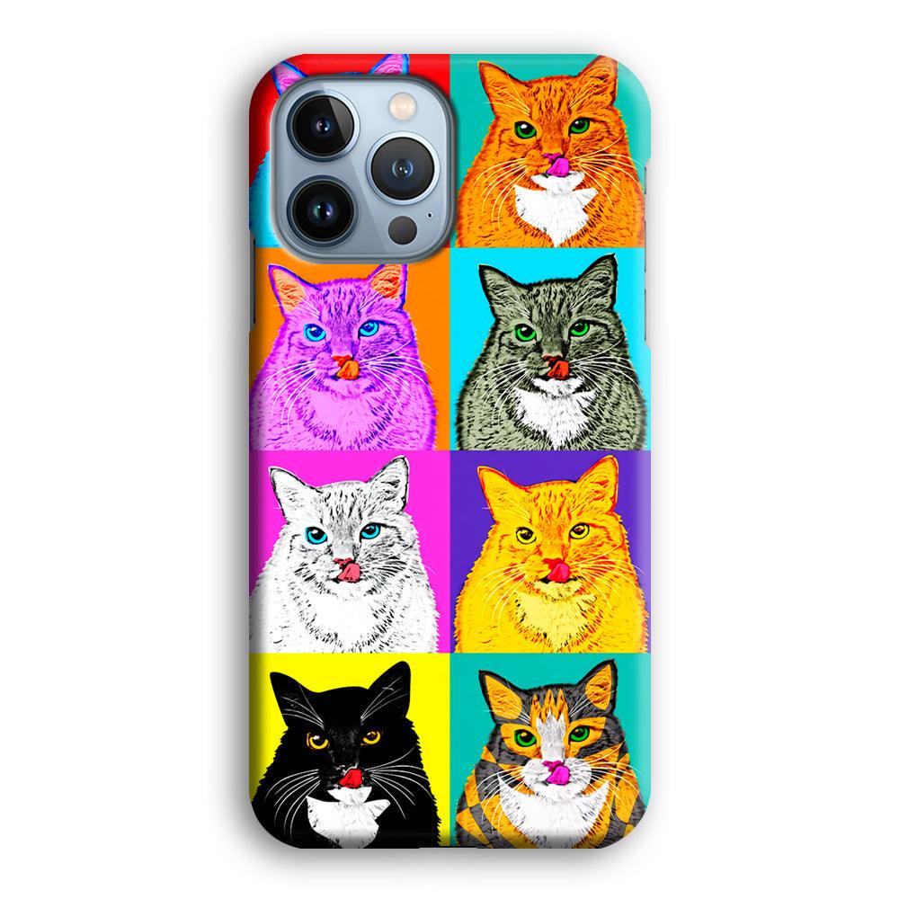 Cat Colorful Art Collage iPhone 13 Pro Max Case-Plastic / Full Wrap (3D Case)-Xtracase