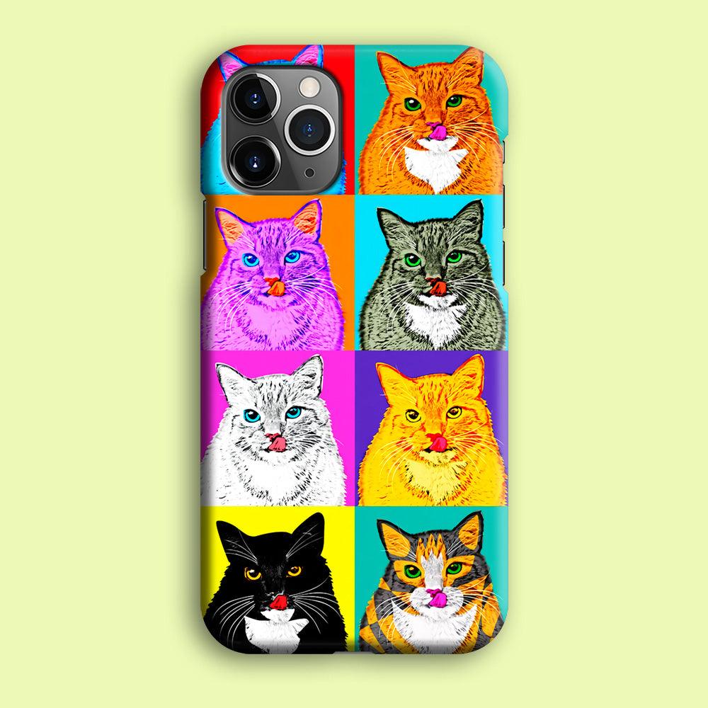 Cat Colorful Art Collage iPhone 12 Pro Max Case-Plastic / Full Wrap (3D Case)-Xtracase