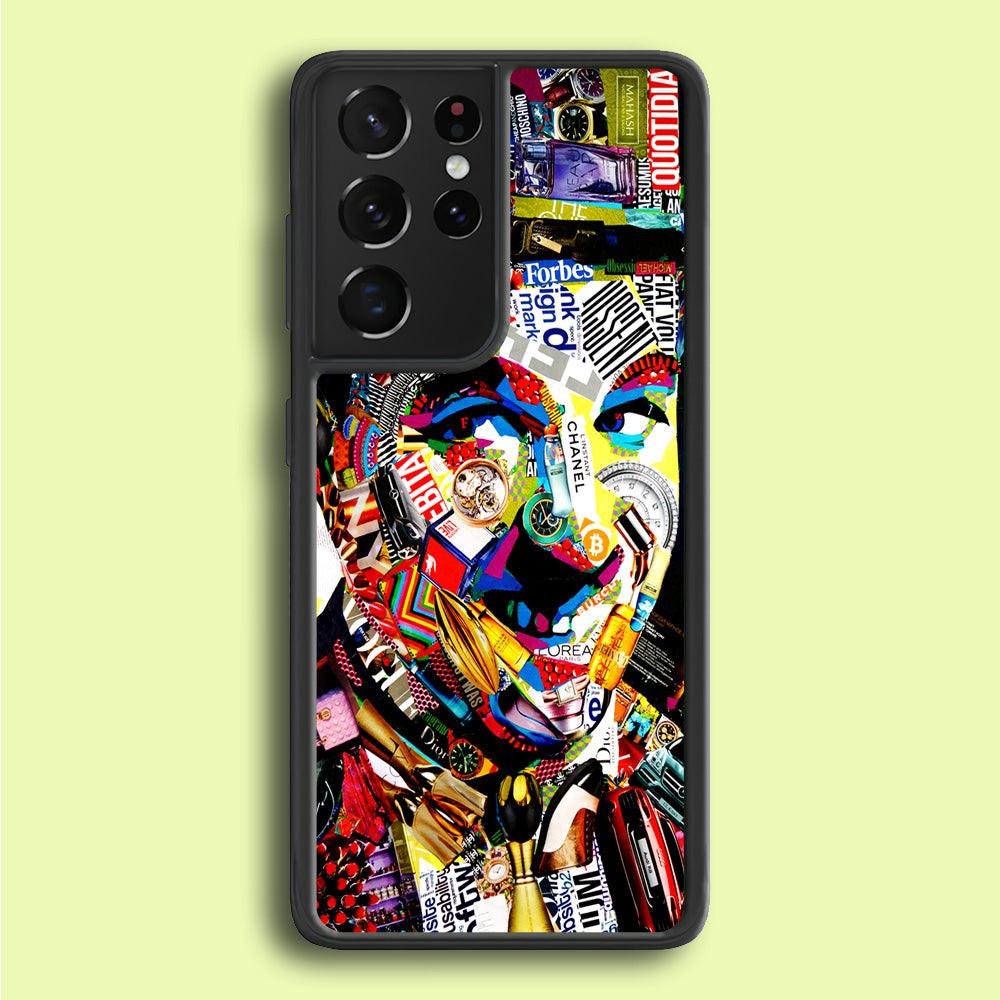 Charlie Chaplin Abstract Art Samsung Galaxy S21 Ultra Case-Plastic / Full Wrap (3D Case)-Xtracase