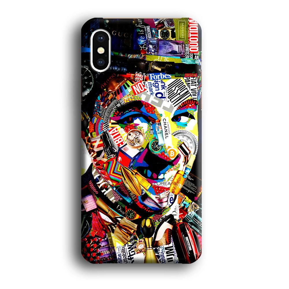 Charlie Chaplin Abstract Art iPhone Xs Case-Plastic / Full Wrap (3D Case)-Xtracase