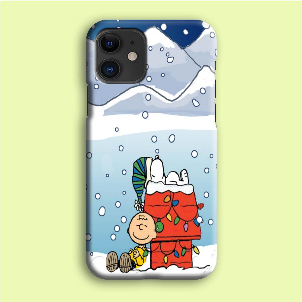 Charlie and Snoopy Sleep on The Snow iPhone 12 Mini Case-Plastic / Full Wrap (3D Case)-Xtracase