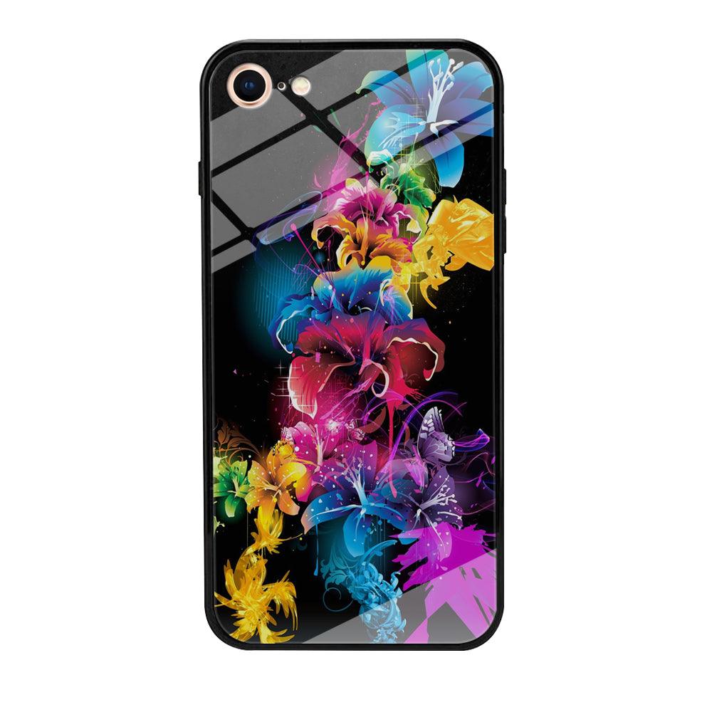 Colorful Flower Art iPhone 7 Plus Case-Tempered Glass Case-Xtracase