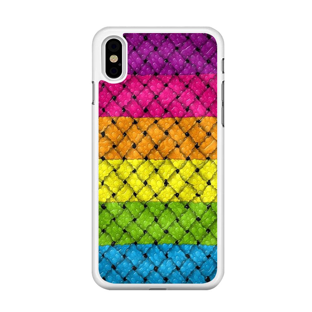 Colorful Weave Bubble iPhone X Case-Rubber / White (2D Case)-Xtracase