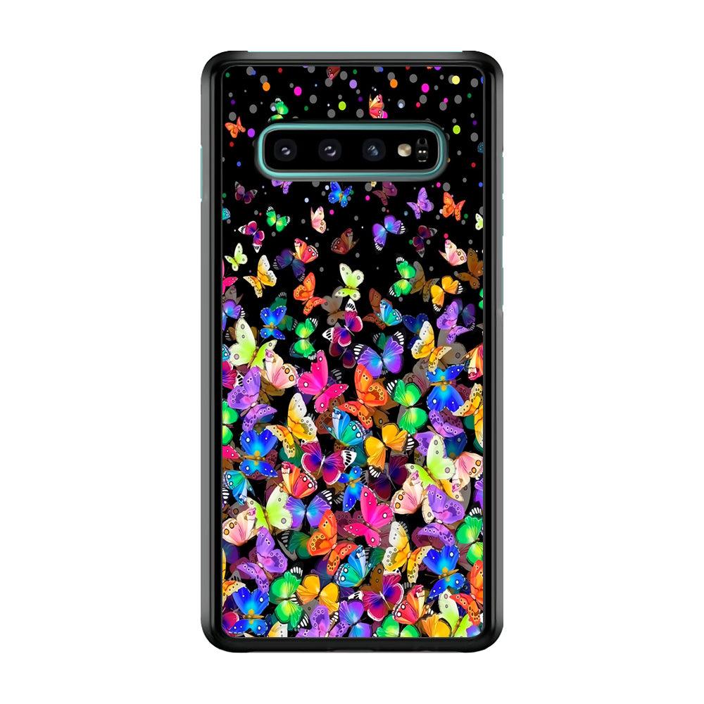 Colorfull Butterfly in The Dark Samsung Galaxy S10 Plus Case-Plastic / Full Wrap (3D Case)-Xtracase