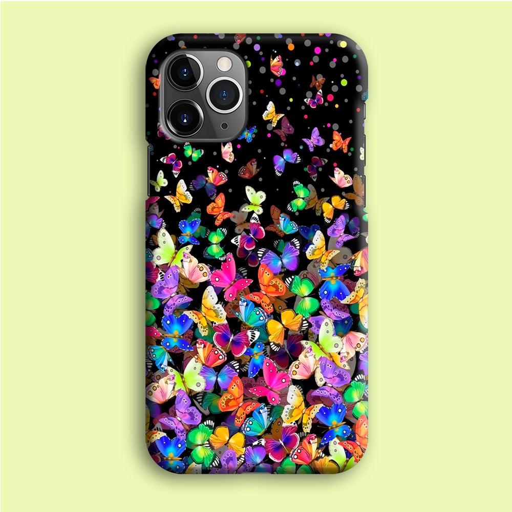 Colorfull Butterfly in The Dark iPhone 12 Pro Case-Plastic / Full Wrap (3D Case)-Xtracase