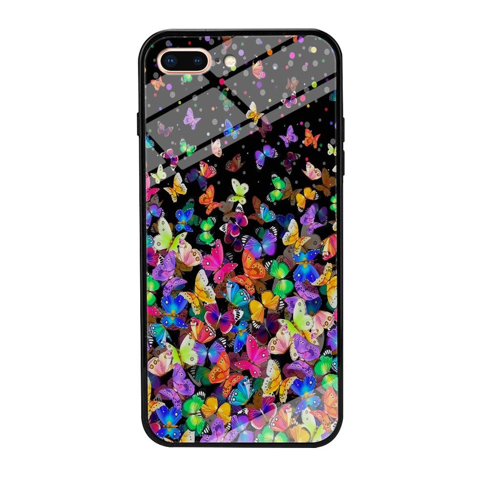 Colorfull Butterfly in The Dark iPhone 8 Plus Case-Tempered Glass Case-Xtracase