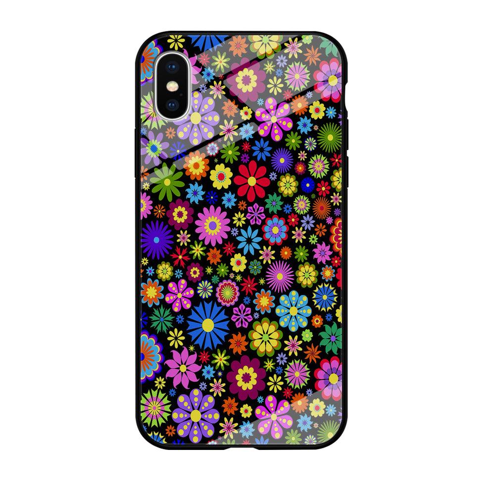 Colorfull Flower Pattern iPhone Xs Case-Tempered Glass Case-Xtracase