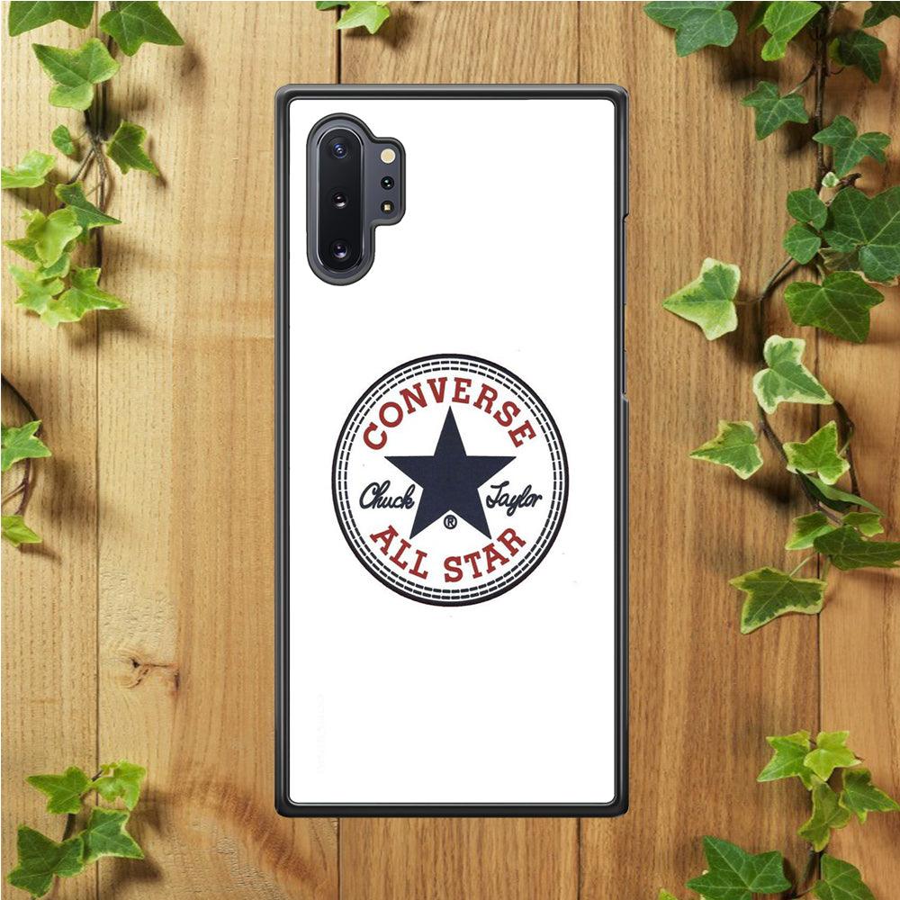 Converse Logo White Samsung Galaxy Note 10 Plus Case-Rubber / Black (2D Case)-Xtracase