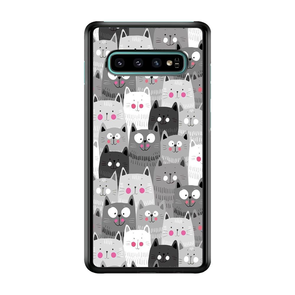 Cute Cat 001 Samsung Galaxy S10 Case-Plastic / Full Wrap (3D Case)-Xtracase