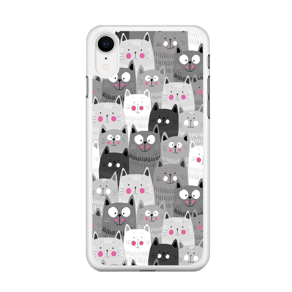 Cute Cat 001 iPhone XR Case-Rubber / White (2D Case)-Xtracase