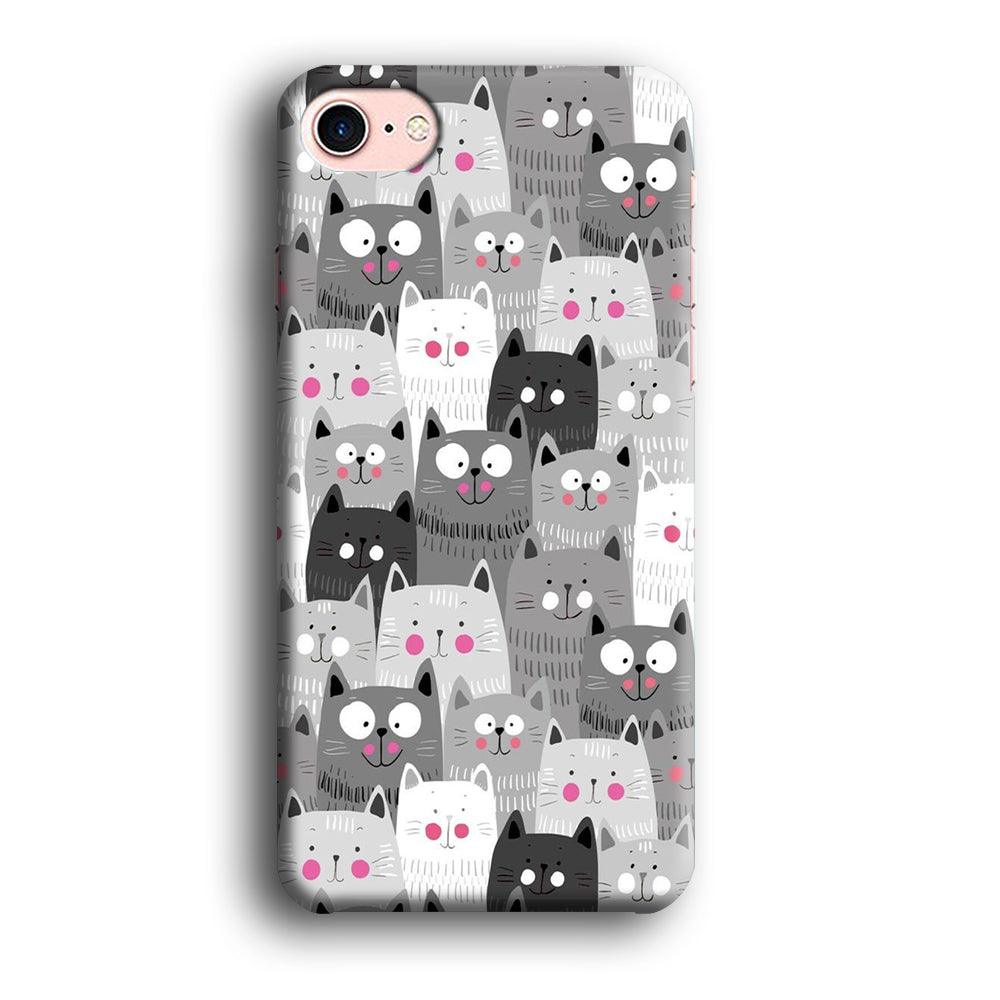 Cute Cat 001 iPhone SE 2020 Case-Plastic / Full Wrap (3D Case)-Xtracase