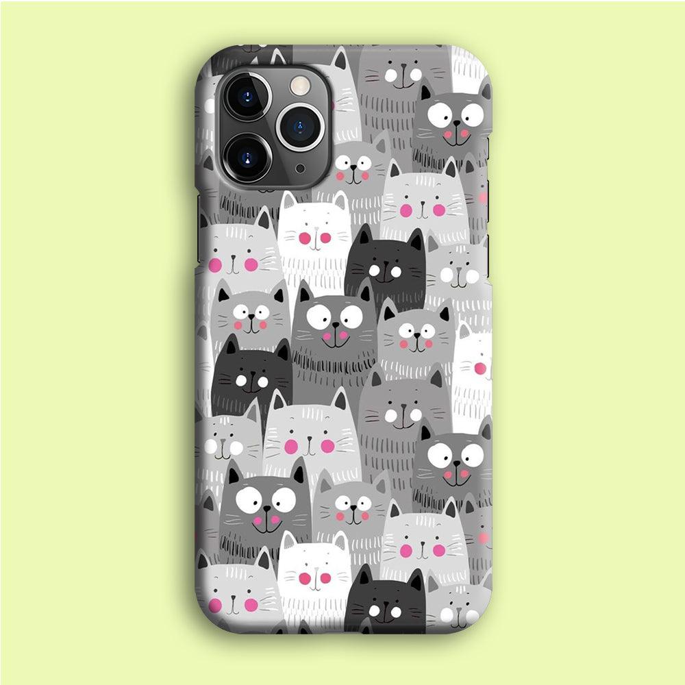 Cute Cat 001 iPhone 12 Pro Case-Plastic / Full Wrap (3D Case)-Xtracase