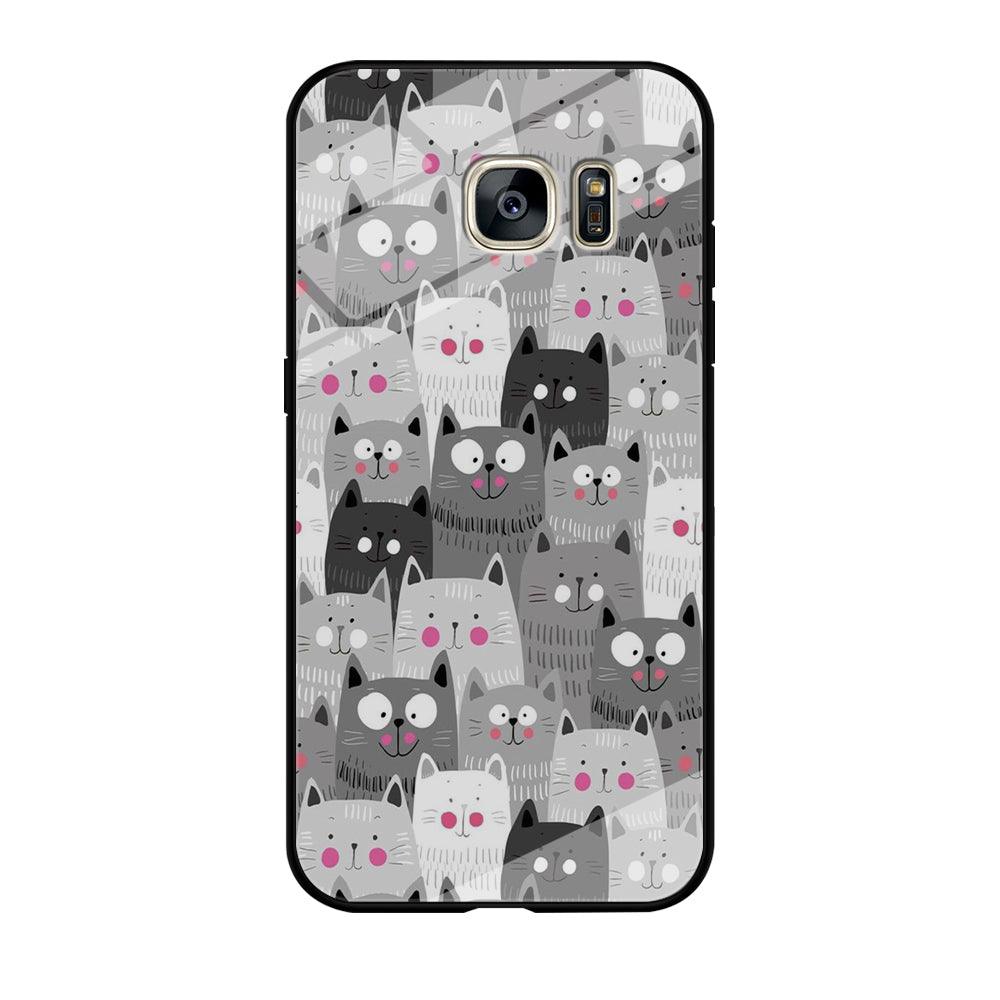 Cute Cat 001 Samsung Galaxy S7 Edge Case-Tempered Glass Case-Xtracase