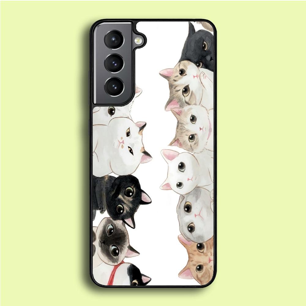 Cute Cat 002 Samsung Galaxy A16 Case-Rubber / Black (2D Case)-Xtracase