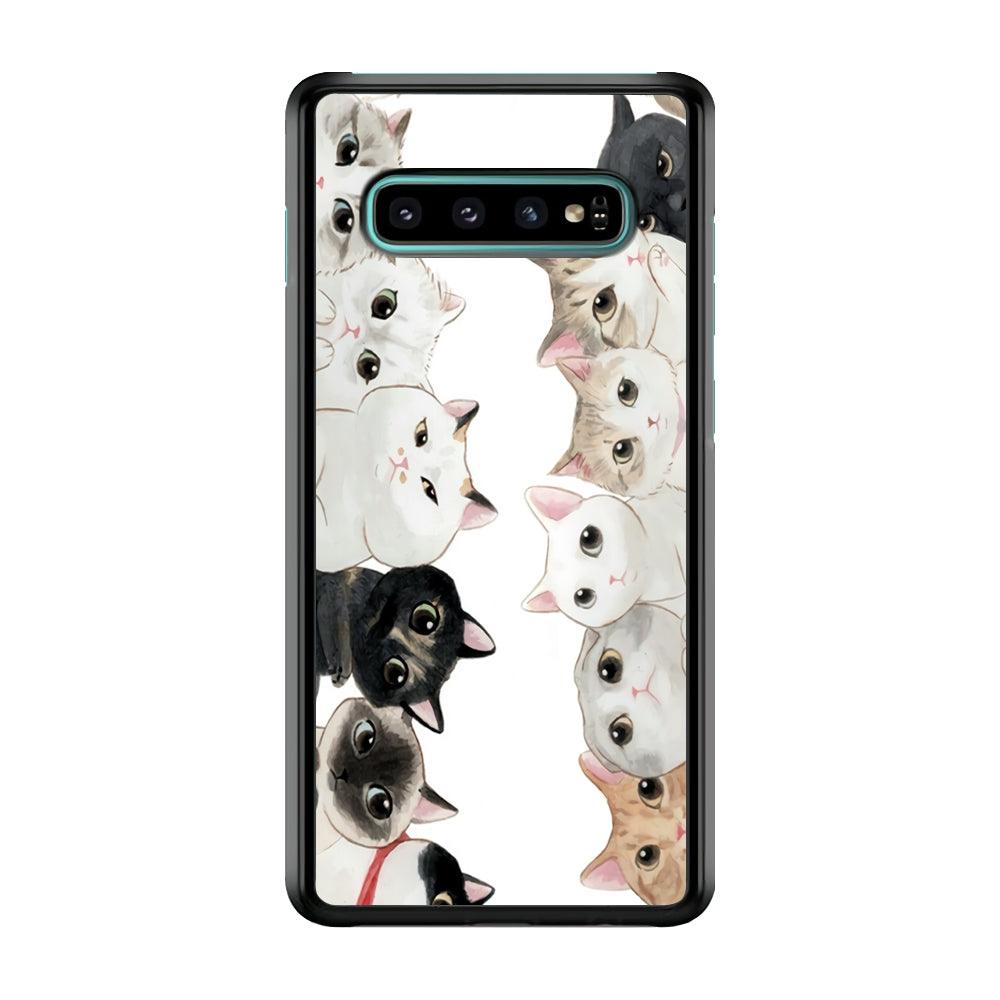 Cute Cat 002 Samsung Galaxy S10 Plus Case-Plastic / Full Wrap (3D Case)-Xtracase