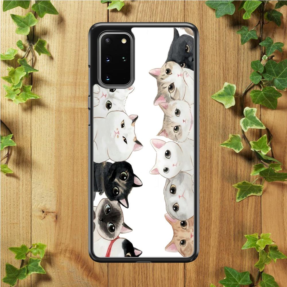 Cute Cat 002 Samsung Galaxy S20 Plus Case-Rubber / White (2D Case)-Xtracase