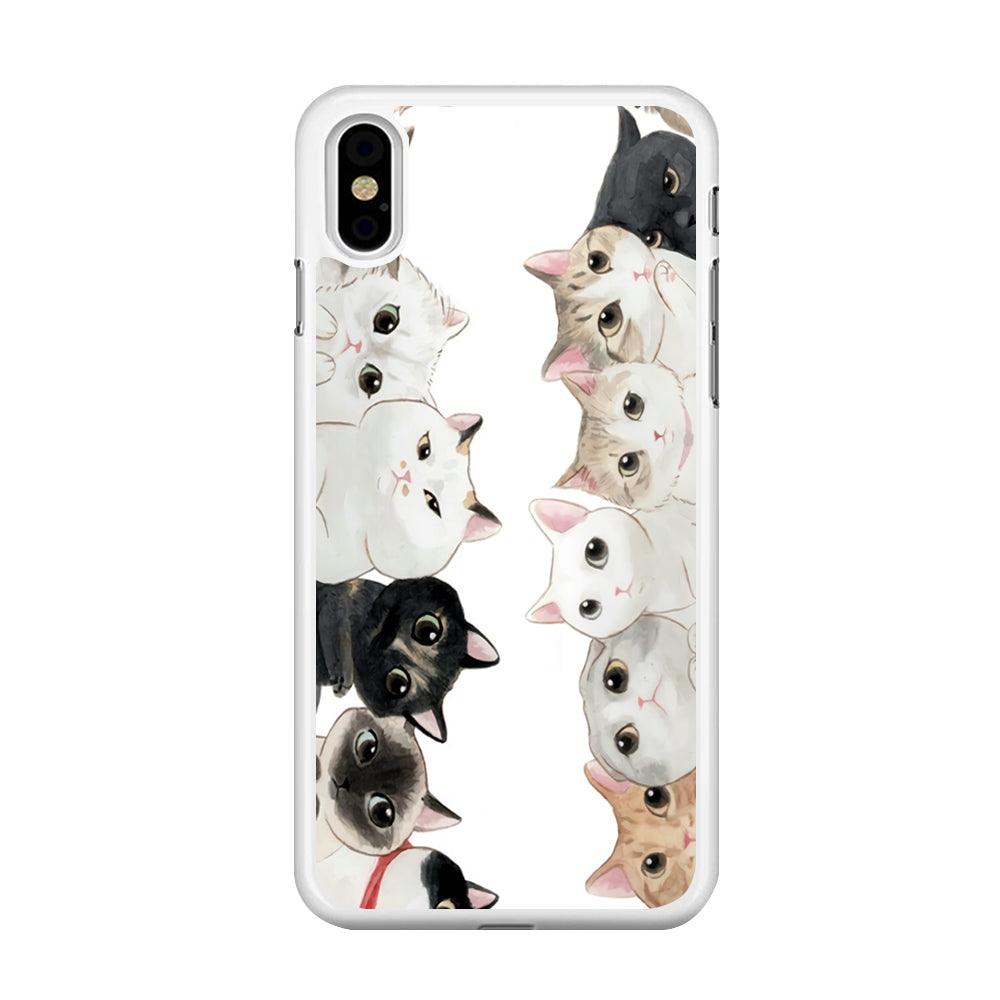 Cute Cat 002 iPhone Xs Max Case-Rubber / White (2D Case)-Xtracase