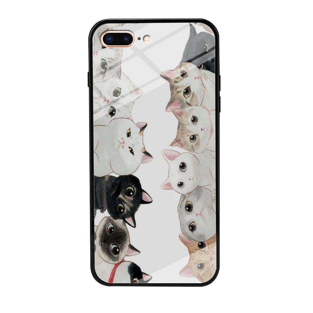 Cute Cat 002 iPhone 8 Plus Case-Tempered Glass Case-Xtracase