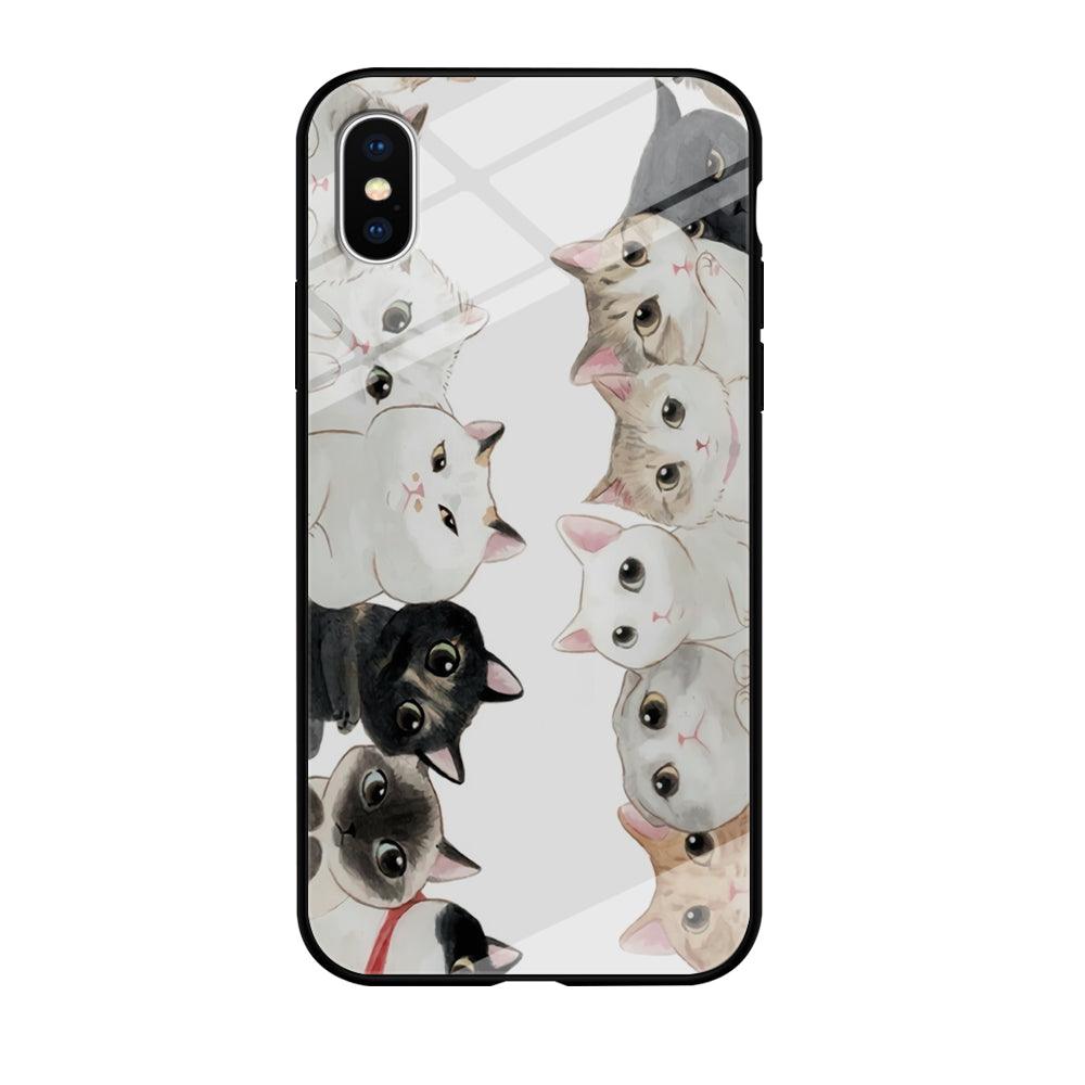 Cute Cat 002 iPhone Xs Case-Tempered Glass Case-Xtracase