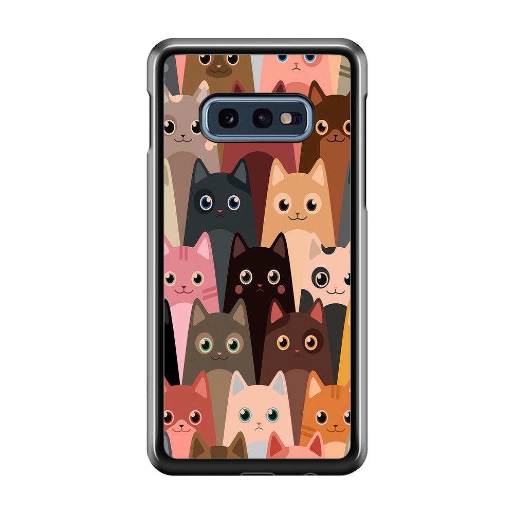 Cute Cat Doodle Samsung Galaxy S10E Case-Plastic / Full Wrap (3D Case)-Xtracase
