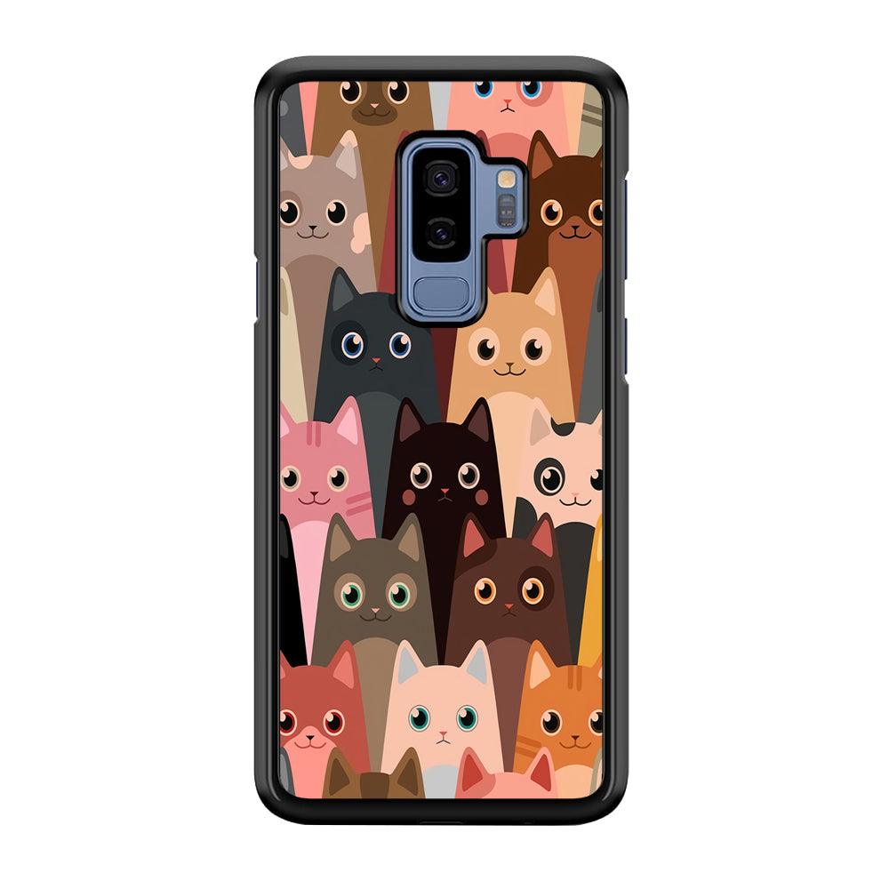 Cute Cat Doodle Samsung Galaxy S9 Plus Case-Plastic / Full Wrap (3D Case)-Xtracase