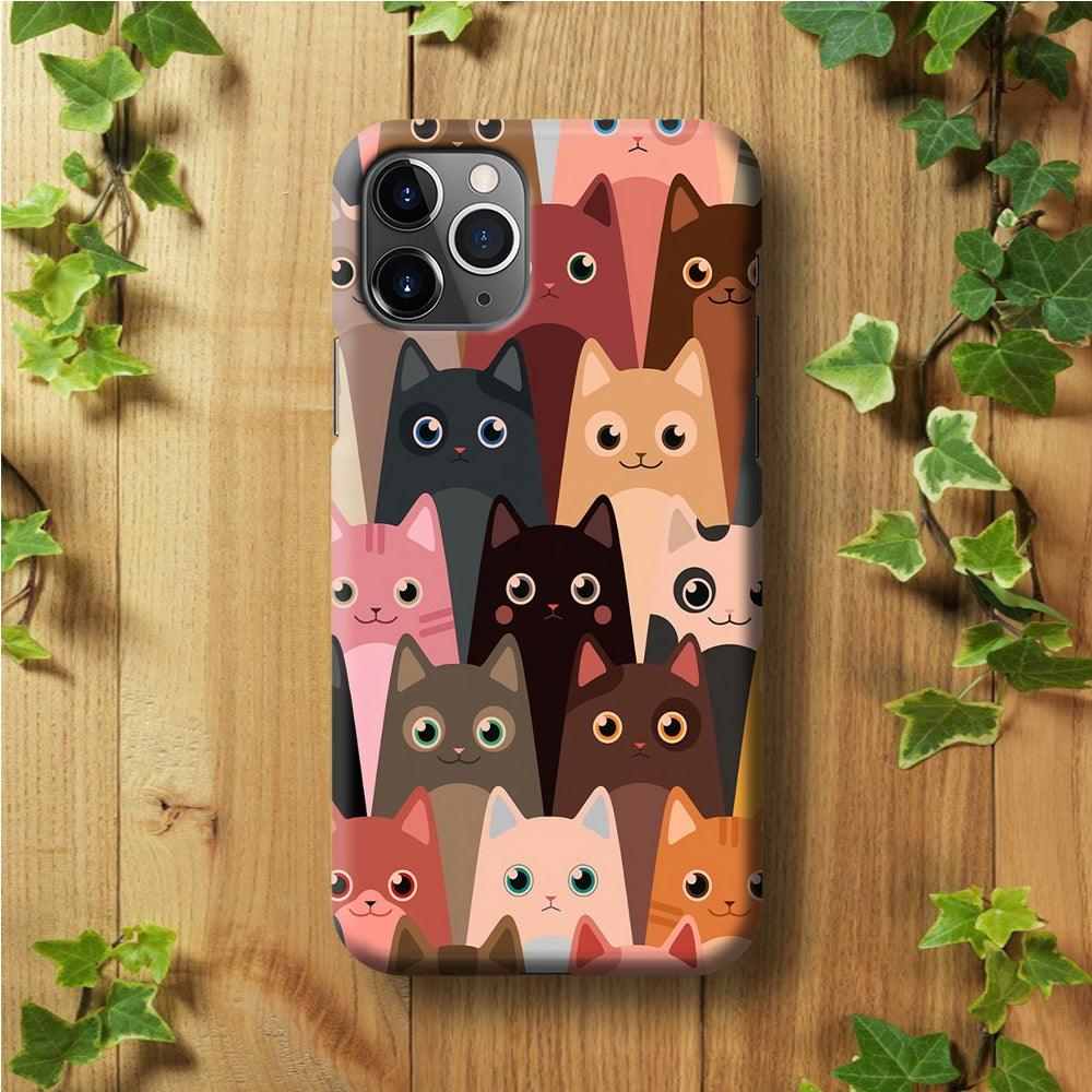 Cute Cat Doodle iPhone 11 Pro Case-Plastic / Full Wrap (3D Case)-Xtracase