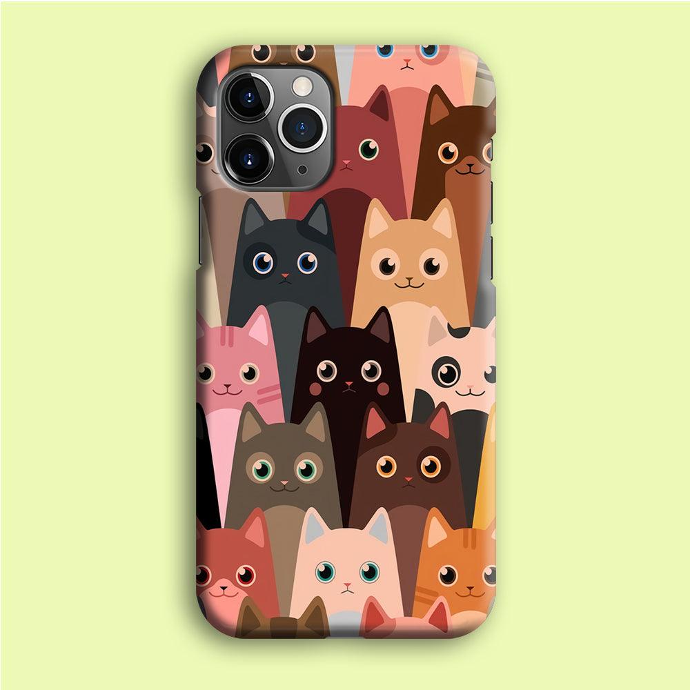 Cute Cat Doodle iPhone 12 Pro Case-Plastic / Full Wrap (3D Case)-Xtracase