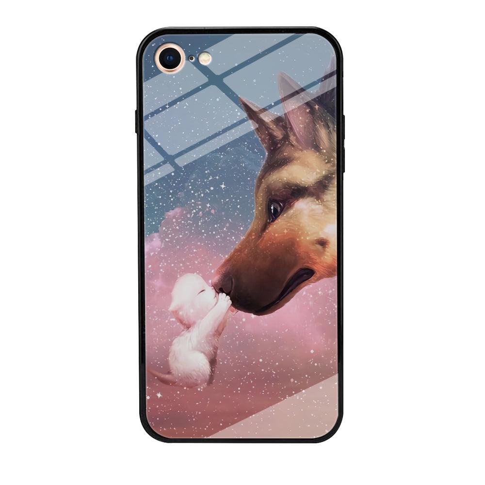 Cute Cat Kiss Dog iPhone 8 Case-Tempered Glass Case-Xtracase