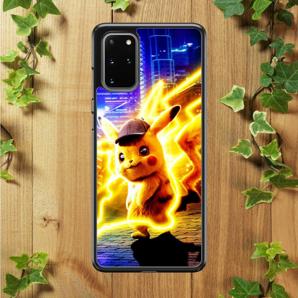 Cute Detective Pikachu Samsung Galaxy S20 Plus Case-Rubber / Black (2D Case)-Xtracase
