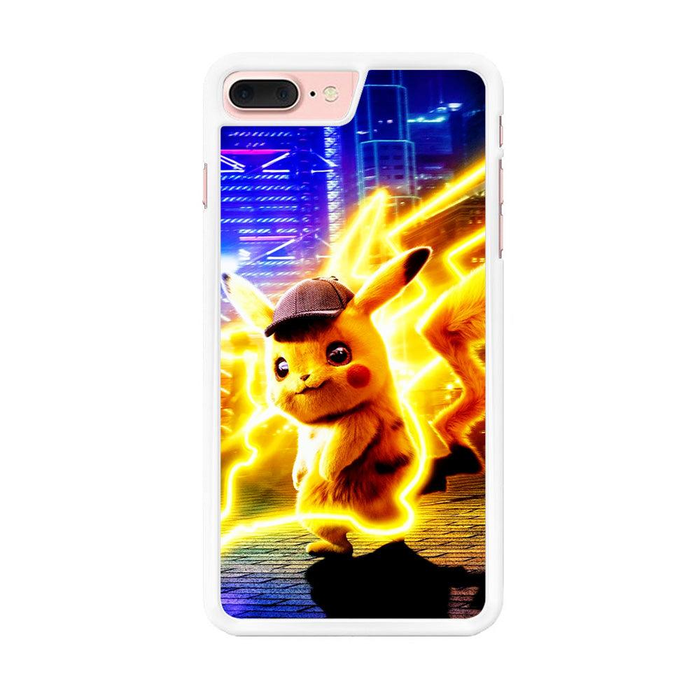 Cute Detective Pikachu iPhone 7 Plus Case-Rubber / White (2D Case)-Xtracase