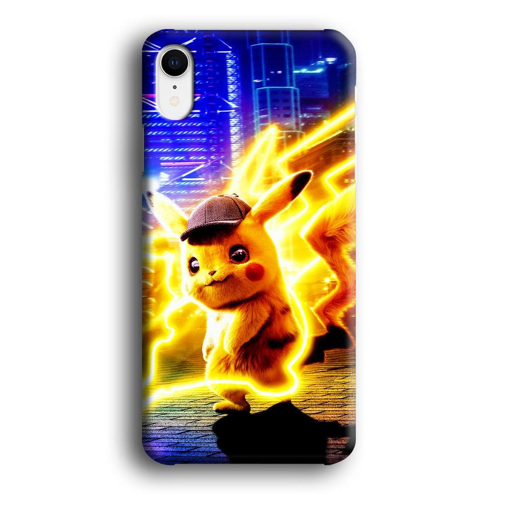 Cute Detective Pikachu iPhone XR Case-Plastic / Full Wrap (3D Case)-Xtracase