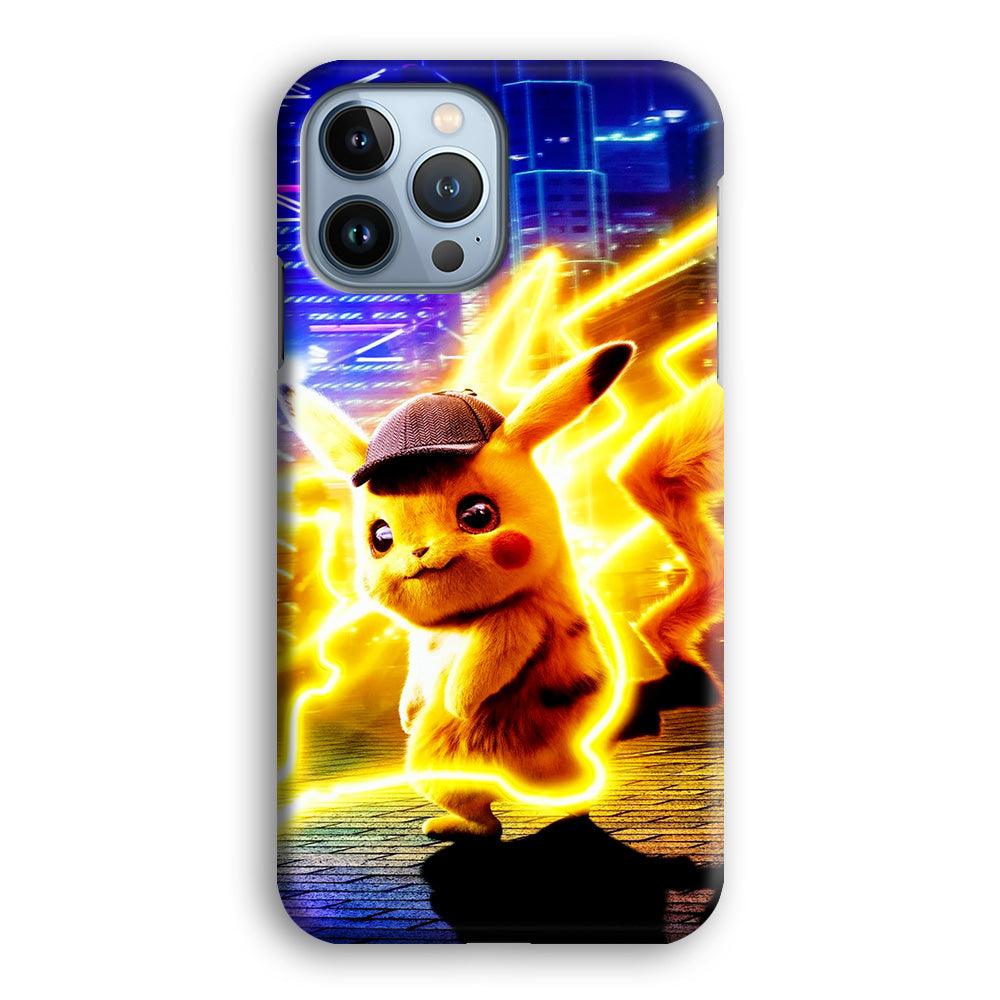 Cute Detective Pikachu iPhone 13 Pro Max Case-Plastic / Full Wrap (3D Case)-Xtracase