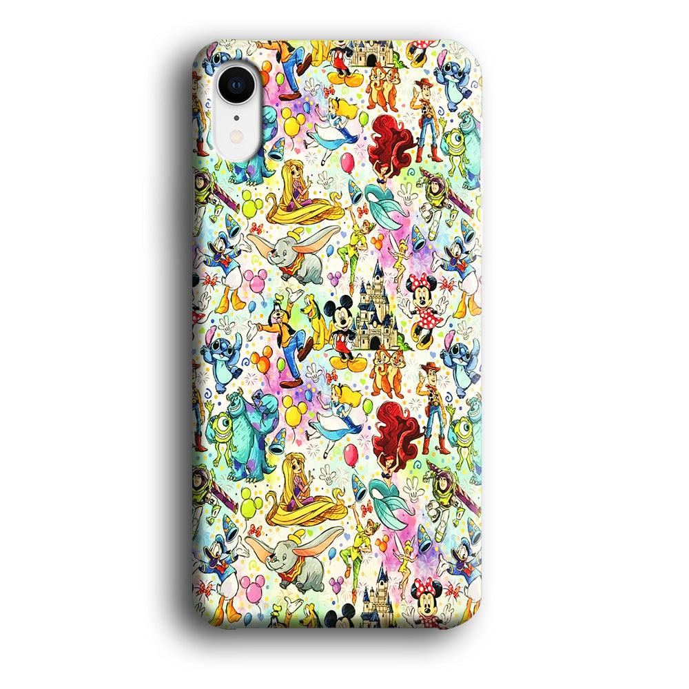 Cute Disney Characters Collage iPhone XR Case-Plastic / Full Wrap (3D Case)-Xtracase