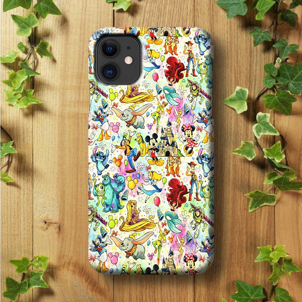 Cute Disney Characters Collage iPhone 11 Case-Plastic / Full Wrap (3D Case)-Xtracase