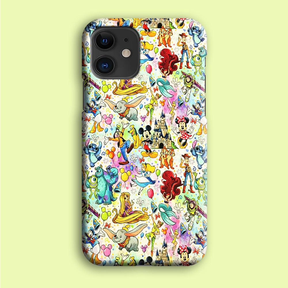 Cute Disney Characters Collage iPhone 12 Case-Plastic / Full Wrap (3D Case)-Xtracase