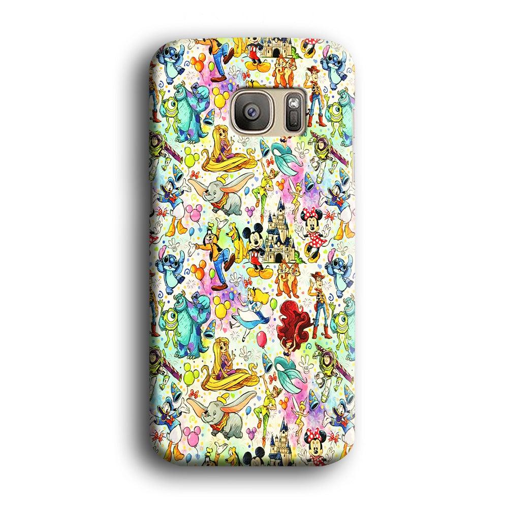Cute Disney Characters Collage Samsung Galaxy S7 Edge Case-Plastic / Full Wrap (3D Case)-Xtracase