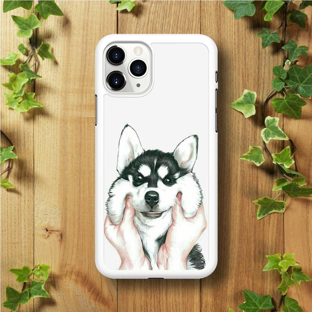 Cute Face Dog 001 iPhone 11 Pro Case-Rubber / White (2D Case)-Xtracase