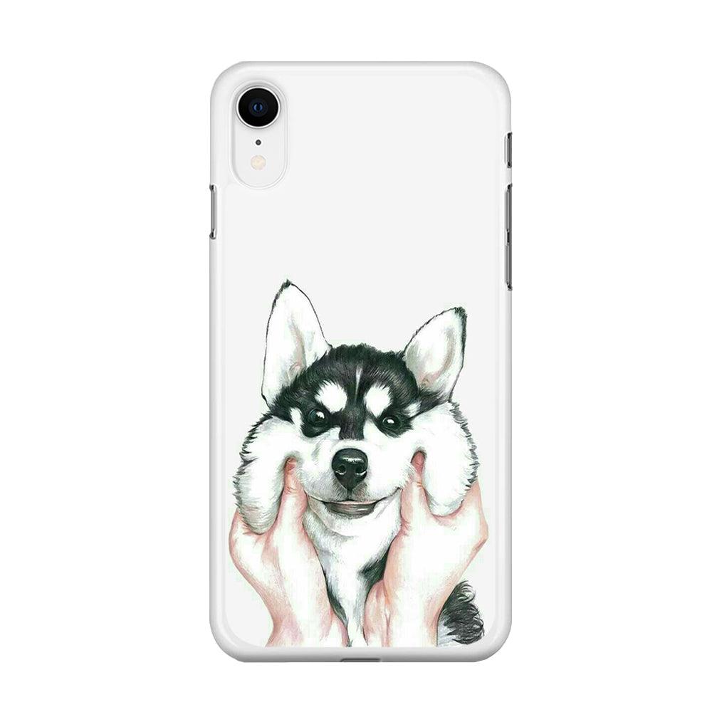 Cute Face Dog 001 iPhone XR Case-Rubber / White (2D Case)-Xtracase
